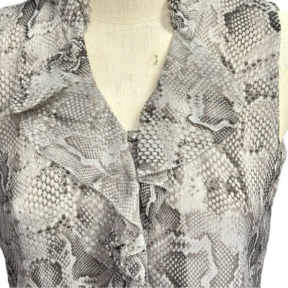 White House Black Market Snake Print Sleeveless Blouse Size 2 - Picture 3 of 12